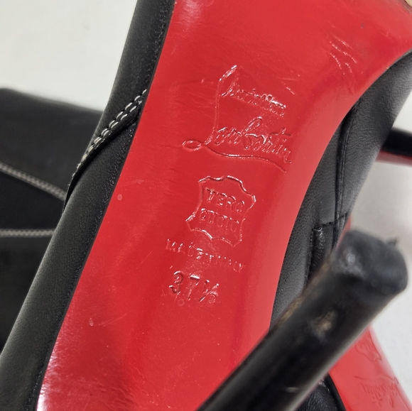 Christiabn Loyboutin Elegant Black Leather Ankle Boots 37½ 7½ - Picture 10 of 12